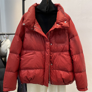 冬季新款羽绒服女短款小个子时尚洋气加厚显瘦立领白鸭绒保暖外套
