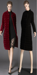 弹性仿旗袍白羽绒冬装金丝不倒绒修身保暖高贵时尚气质加厚羽绒服