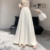 高个子针织半身裙秋冬加厚遮胯显瘦大摆长款 高腰a字伞裙毛线裙子