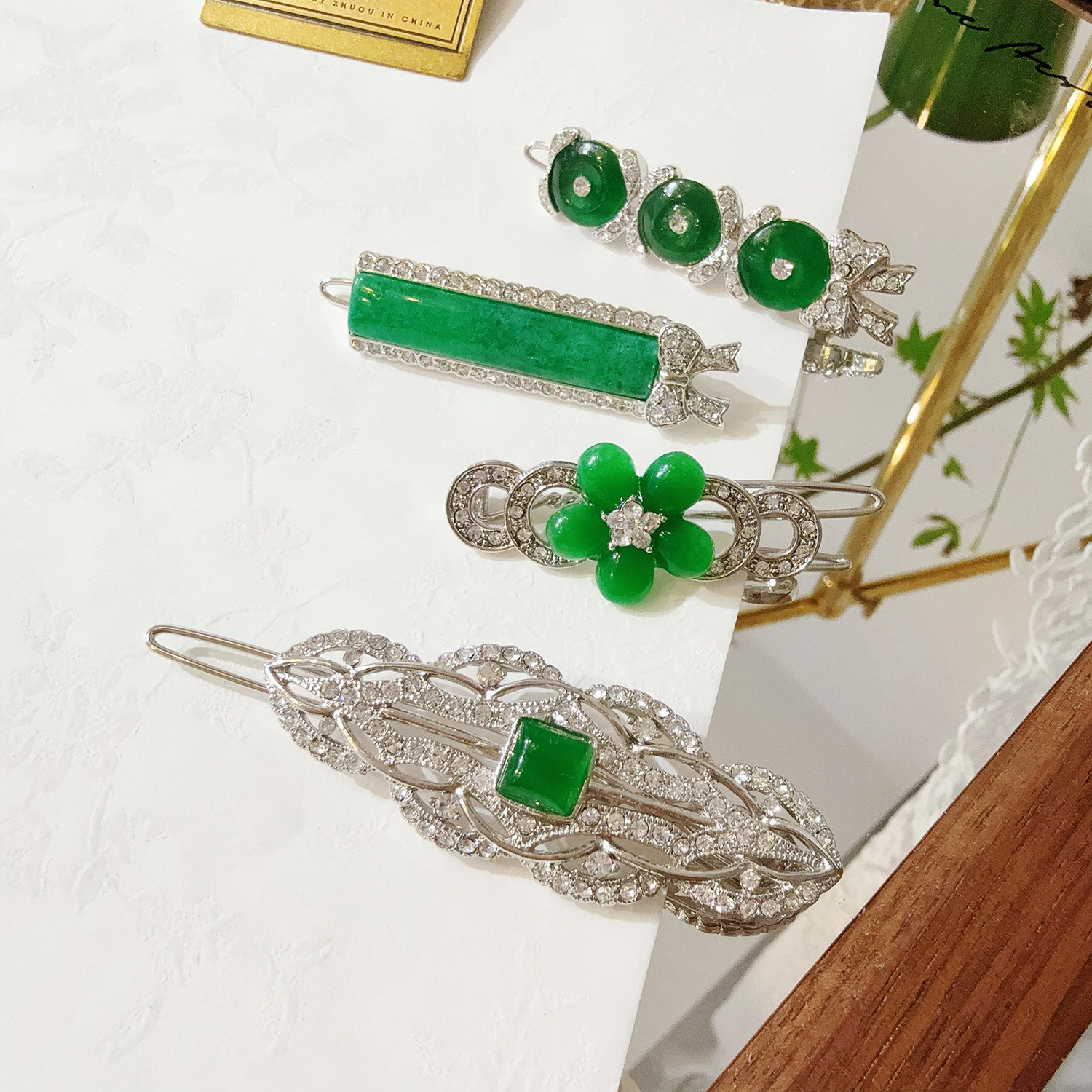 韩国东大门代购仿绿玉石色发夹