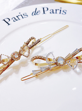 佳丽韩国CALLA代购高奢发饰水晶交叉中淑女精致青蛙扣刘海边夹