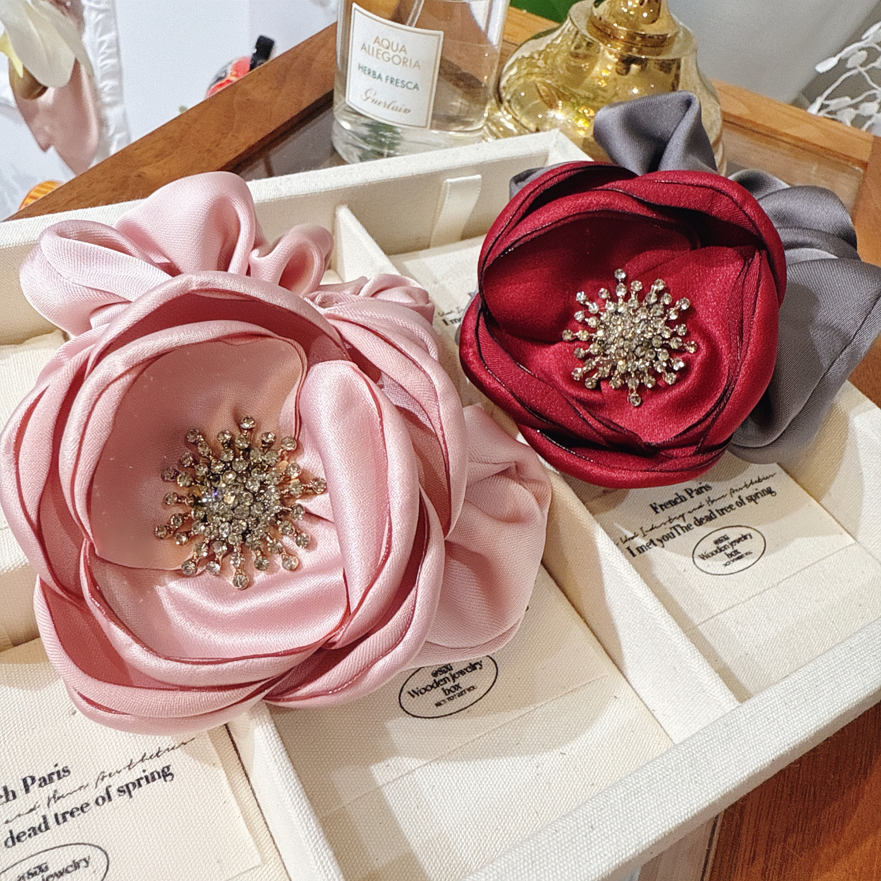 韩国进口新款豆家满钻花朵发圈