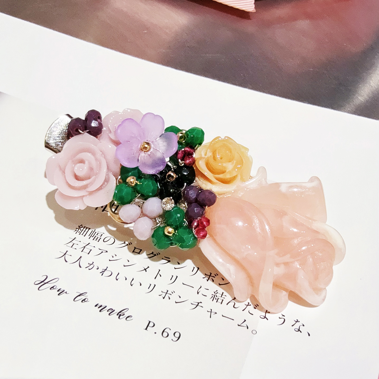 JIALI韩国玫瑰花朵边夹发饰