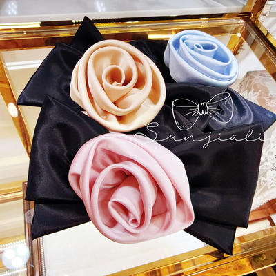 韩国东大门玫瑰蝴蝶结弹簧夹