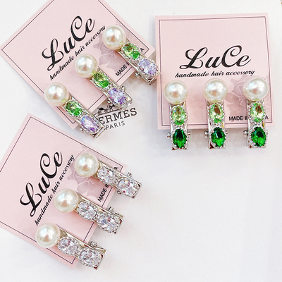 LUCE鸭嘴夹锆石淑女边夹