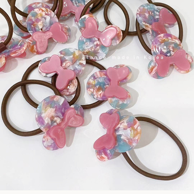 韩国米奇淡粉蝴蝶结醋酸卡通头