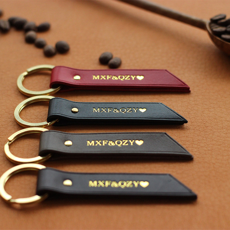 定制烫金情侣钥匙扣头层牛皮创意手工钥匙扣男女时尚汽车挂件字母,服饰配件/皮带/帽子/围巾,钥匙扣,淘宝优惠券,粉丝福利购,淘宝优惠卷