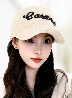 韩版毛绒保暖百搭鸭舌帽显脸小