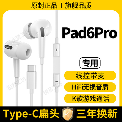 适用iQOOPad6Pro有线耳机耳麦线控半入耳式游戏K歌type-c数字耳机