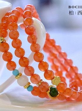女凉山南红玛瑙文艺多圈手串