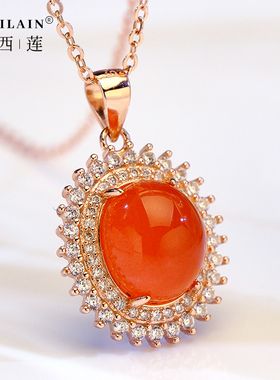 南红冰红锁骨链女生日礼物项链