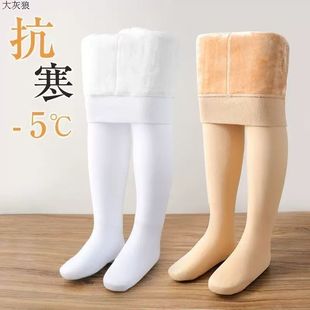 袜加绒袜子薄绒黑色 丝袜儿童连裤 成人加厚舞蹈袜秋冬款 白色打底裤
