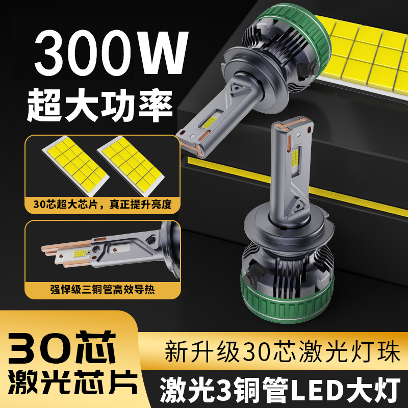 300W超亮激光铜管汽车LED大灯泡