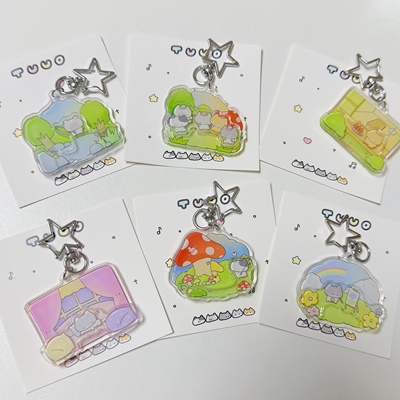 TUUO原创猫咪场景亚克力挂件双层挂包钥匙扣可爱多款手帐送礼