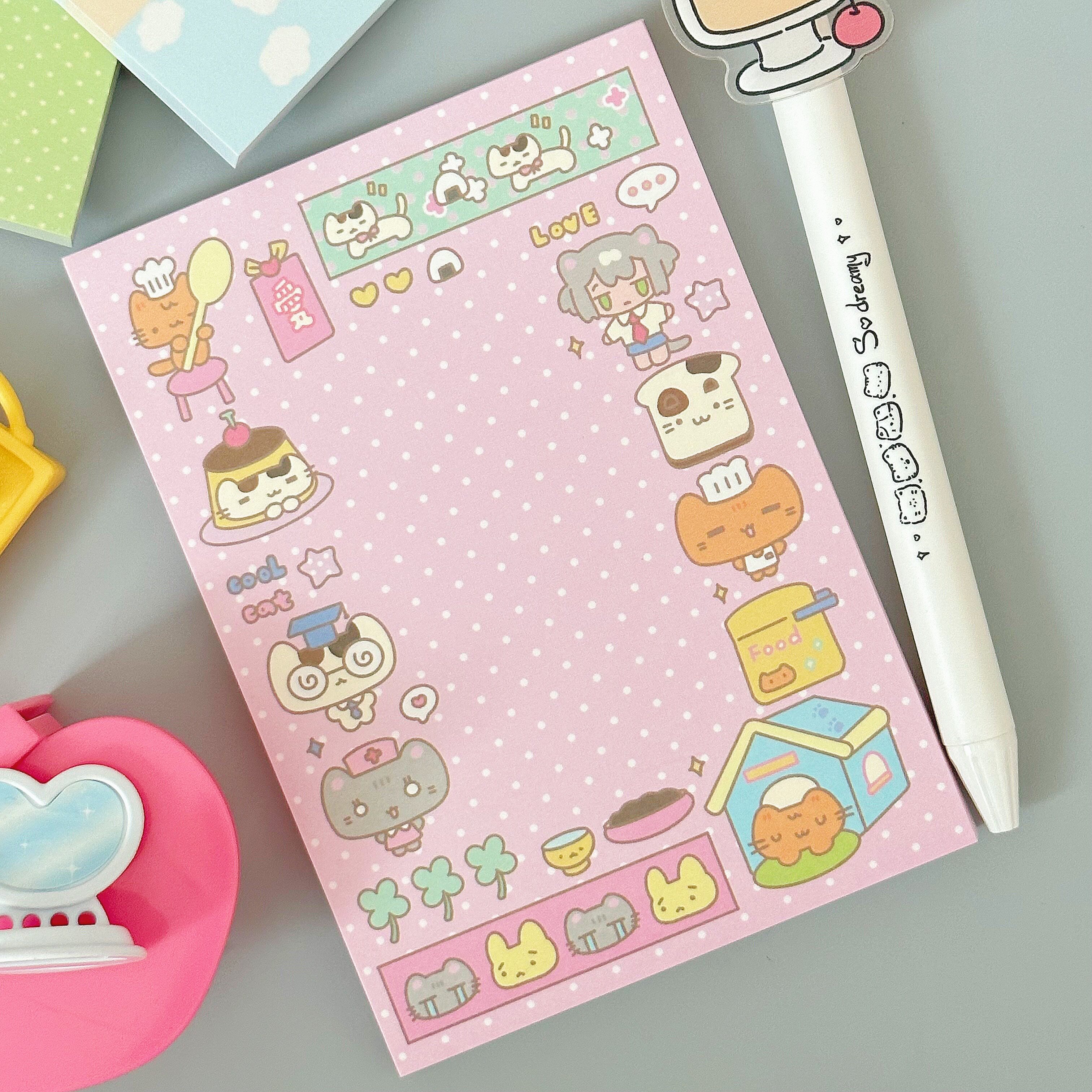 tuuo原创猫咪人物可爱韩系风无粘性便签可撕笔记打底拼贴手帐