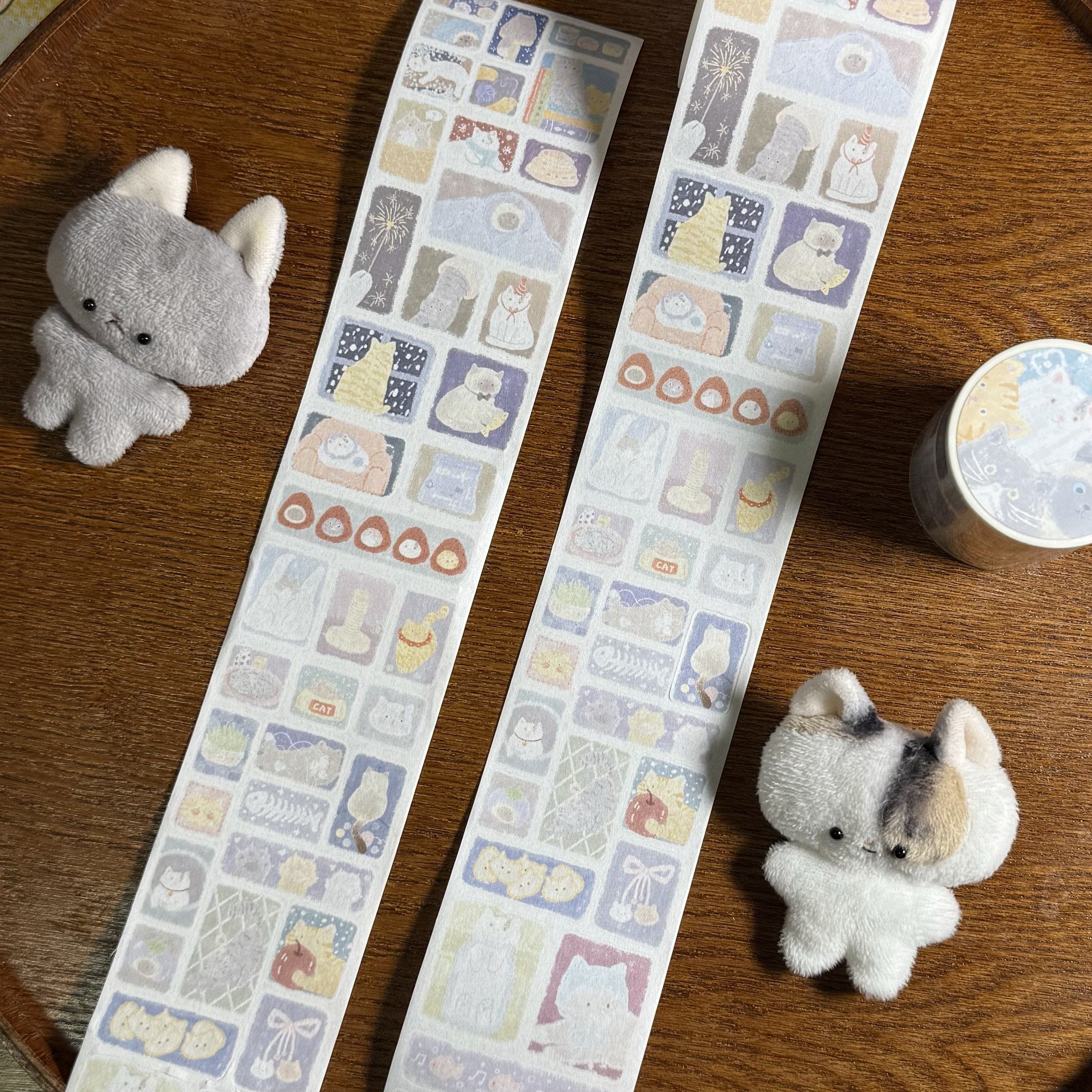 TUUO原创 猫咪和纸材质切膜手帐素材韩系猫猫可爱盐系贴纸卷