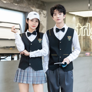 KTV服务员工作服马甲衬衣男女夜场酒吧西餐厅服务生工衣春秋套装