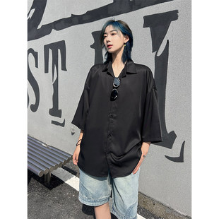 美发师冰丝衬衣工作理发店廊定制logo半袖衬衫时尚酒吧发型师商务