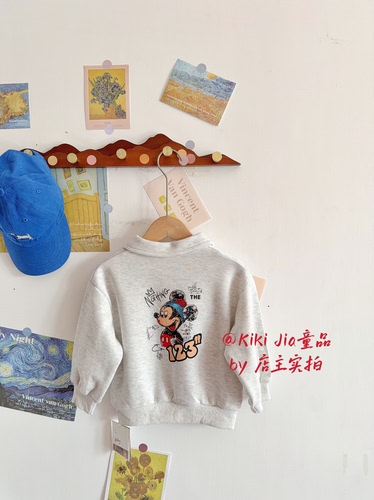 Kiki家26秋清货小童卡通米奇印花卫衣 韩版断码洋气Polo不退换
