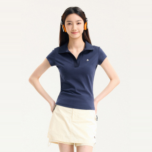 BONELESS【户外系列】正肩运动短袖T恤女夏季新款polo领修身上衣