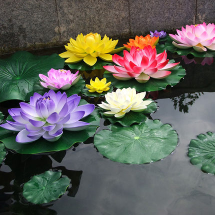 仿真荷花荷叶水池造景假莲花漂浮睡莲花舞蹈道具鱼缸装饰寺庙供佛