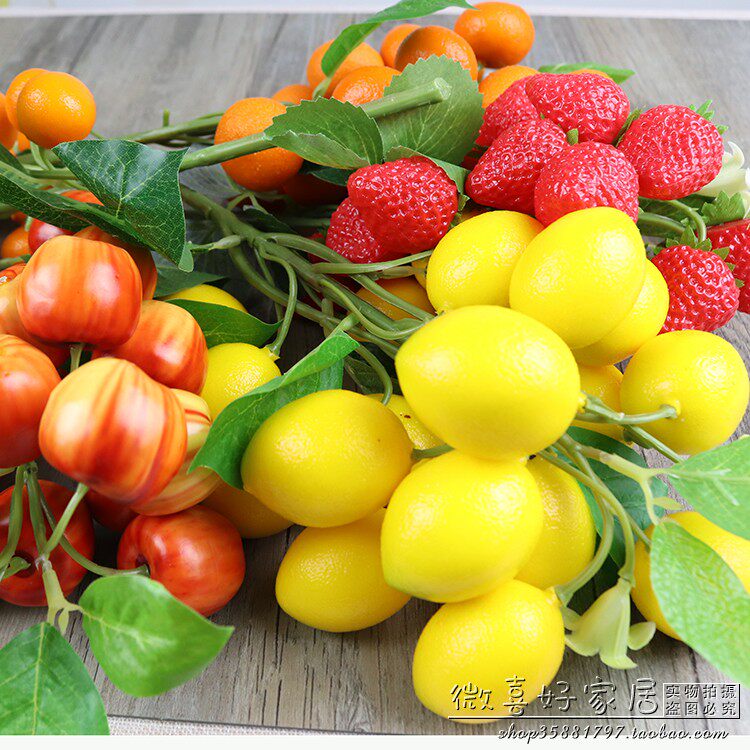 仿真水果串苹果串金桔串柠檬串假水果塑料水果草莓道具摆件