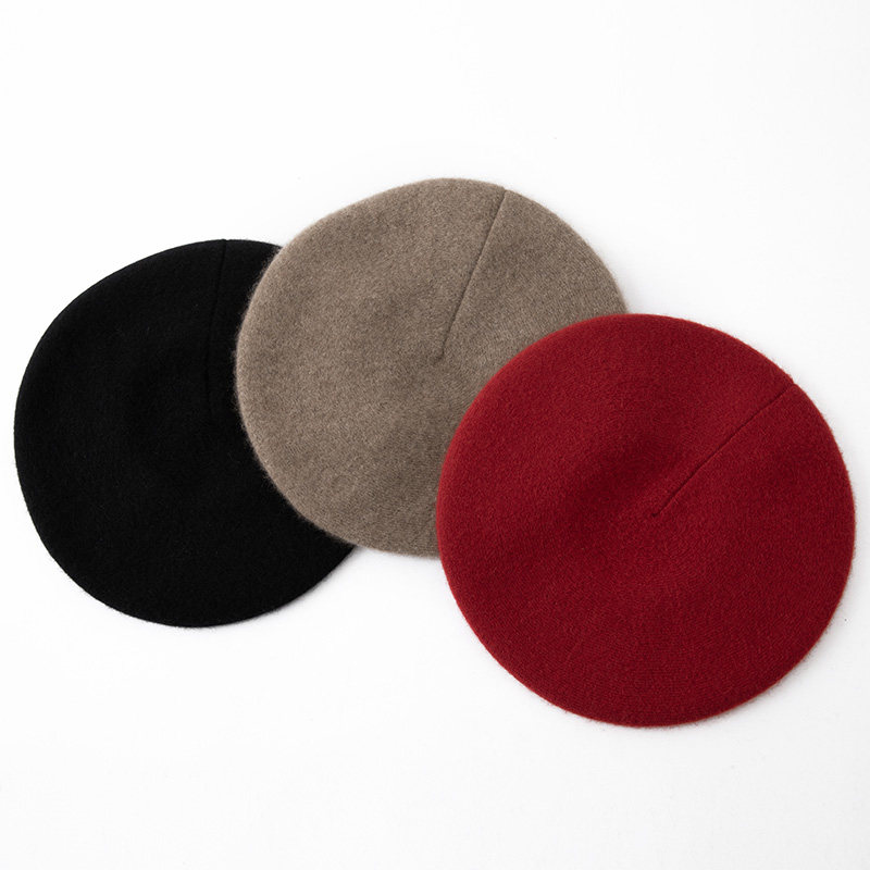 纯山羊绒针织贝雷帽纯色时尚百搭