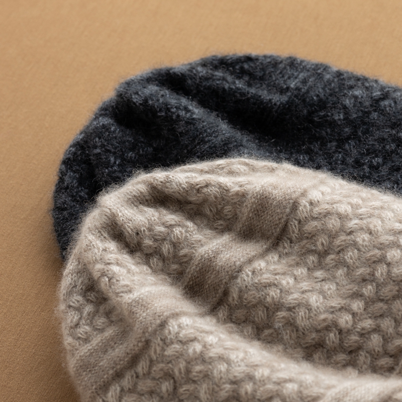 混色纯山羊绒休闲针织帽秋冬季
