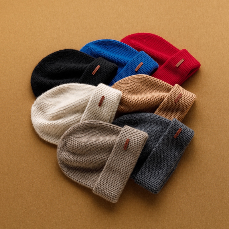 100%山羊绒针织双帽檐运动帽