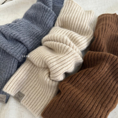 暖冬拍档 100%纯山羊绒袜套保暖过膝长筒袜针织堆堆袜护小腿脚腕