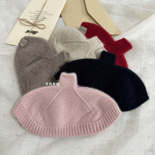 欧尼风~贝壳半指手套女100%纯山羊绒露指手套儿童可触屏办公写字