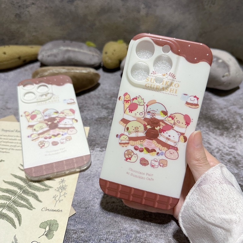 卡通日系角落生物巧克力适用于iphone15苹果16pro手机壳华为oppo可爱甜点14pro保护壳vivo小米软壳tpu