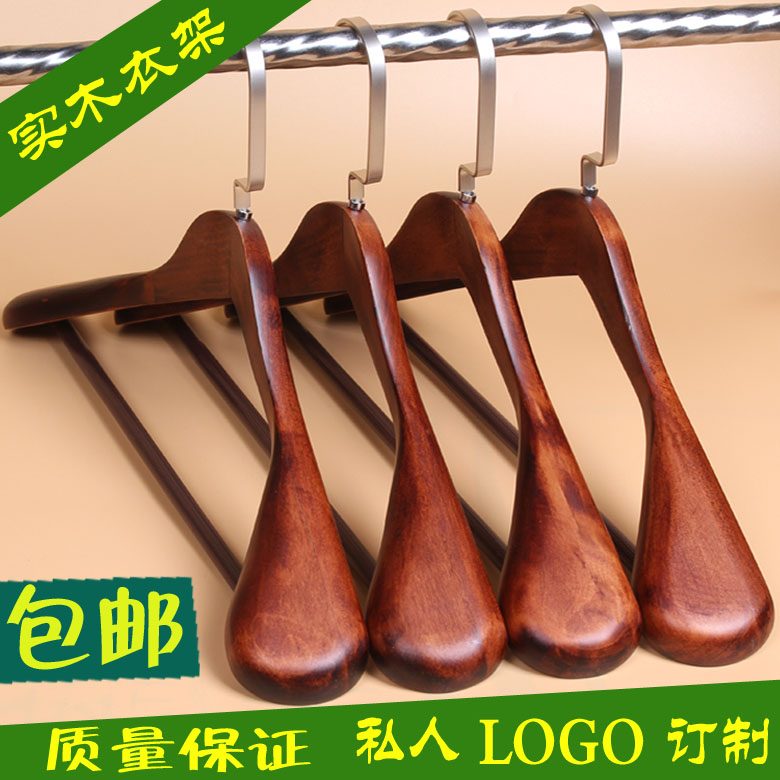 宽肩木衣架服装店复古原木无痕大衣西装衣架防滑酒店实衣撑挂家用