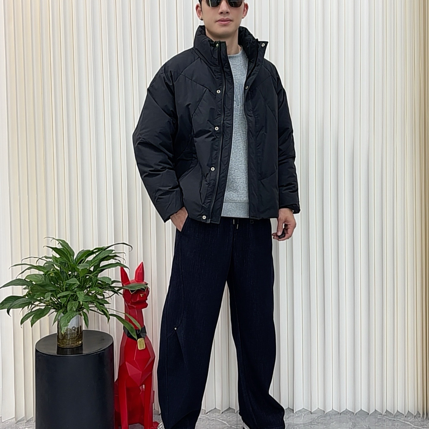 设计感立领短款羽绒服男黑色休闲百搭保暖外套