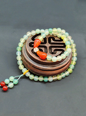 青山绿水小清新黄绿玛瑙双圈手链渐变色diy串珠6mm轻奢高级感手绳