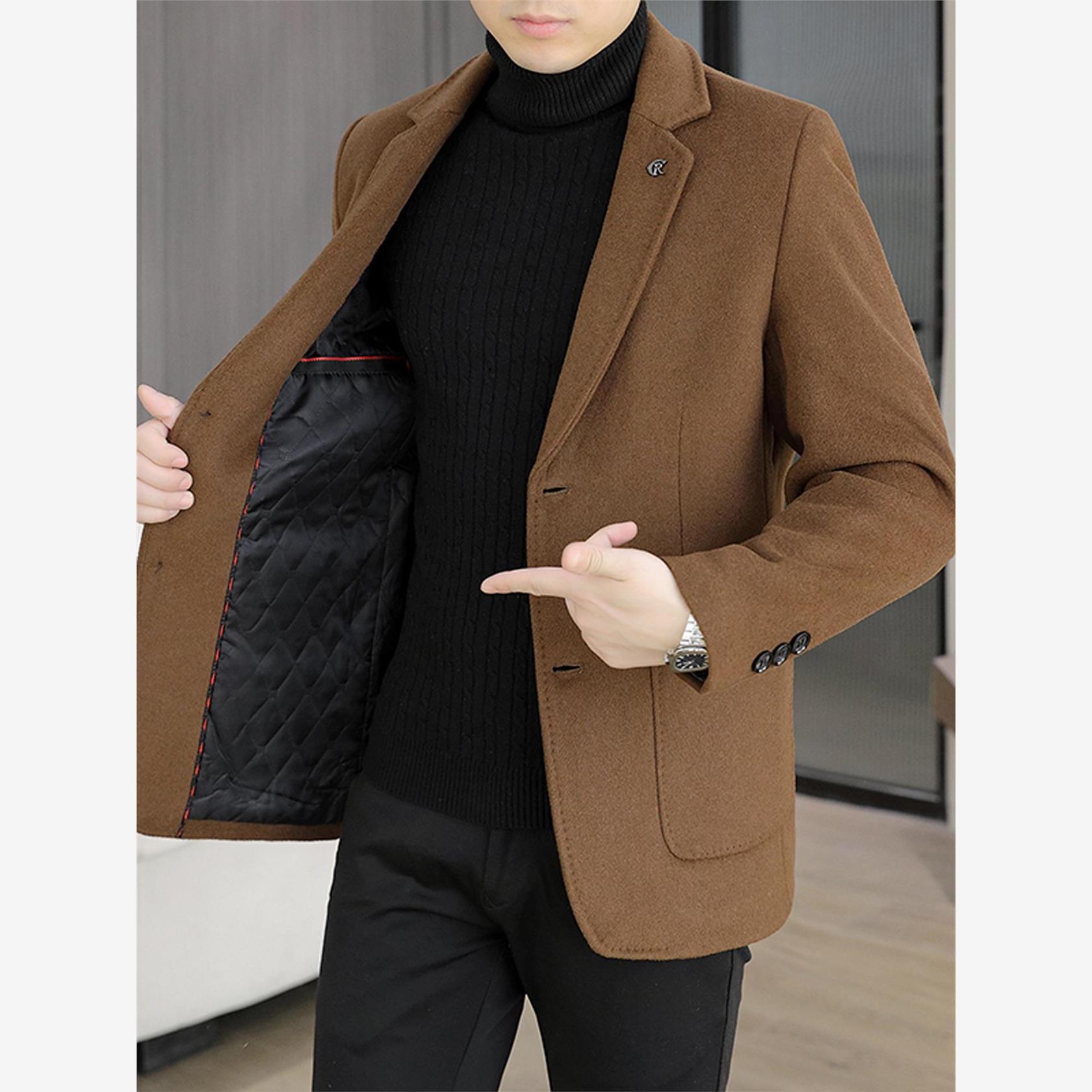 秋冬季毛呢西装男韩版潮