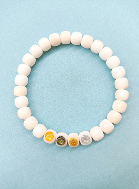 天然白玉菩提手串精工镶嵌水晶流沙轻奢盘玩绕指柔情侣手链佛珠