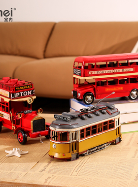 snnei巴士老式复古风公交车摆件