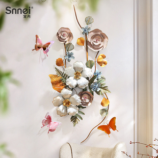 欧式复古玄关楼梯墙面装饰客厅背景墙壁餐厅走廊铁艺立体花朵挂件