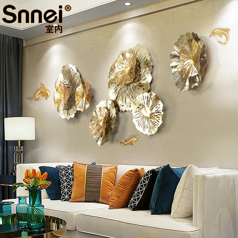 Chinese style a living room table decorate Iron art three-dimensional Golden yellow Lotus Decorative painting Entrance Jewelry hotel Pendantsin the Home accessories , Mural  category - from Buy2taobao.com to provide professional Taobao agent buy service