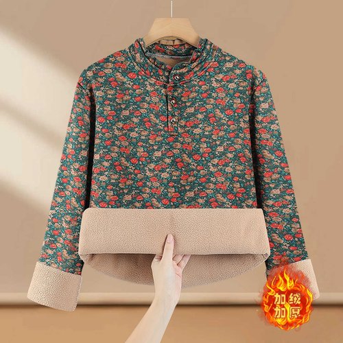 时尚妈妈装长袖加绒打底衫上衣