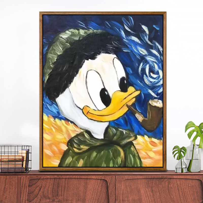 唐老鸭diy数字油画儿童简单手工填色画画卡通动漫丙烯装饰油彩画