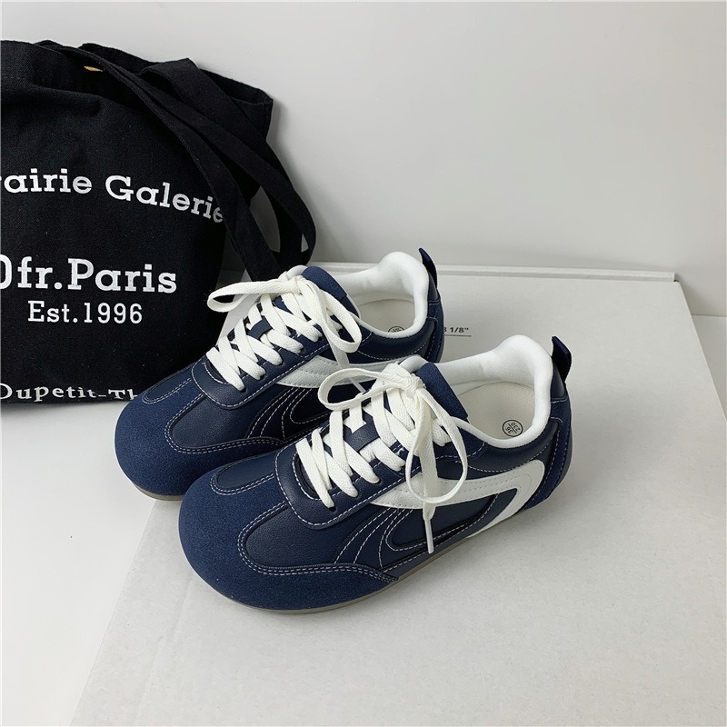 普鲁士蓝芒果头德训鞋百搭阿甘鞋