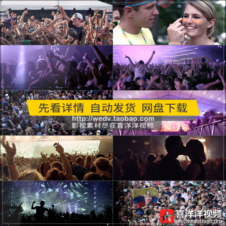 P016演唱会表演出人群举手欢呼狂欢夜场休闲娱乐高清实拍视频素材