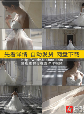L019美丽新娘婚纱美女服装展示唯美结婚礼服设计高清实拍视频素材