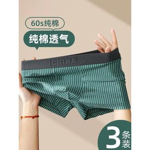 男生纯棉四角底裤 内裤 男款 透气薄款 头潮流 3条 青少年平角短裤 男士