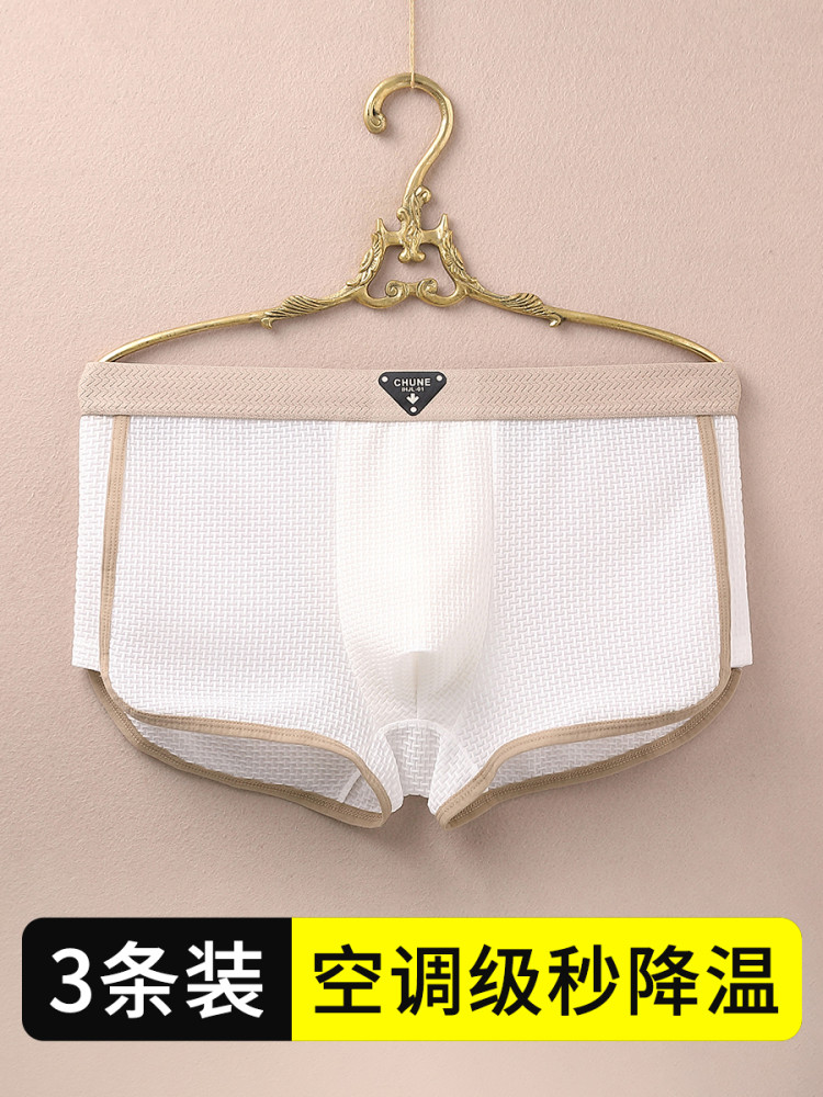 男子的冰丝绸内衣男子的拳击手三角裤男孩夏天瘦优雅的拳击手三角