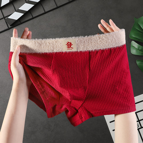 男士红色内裤纯棉马年本命年短裤