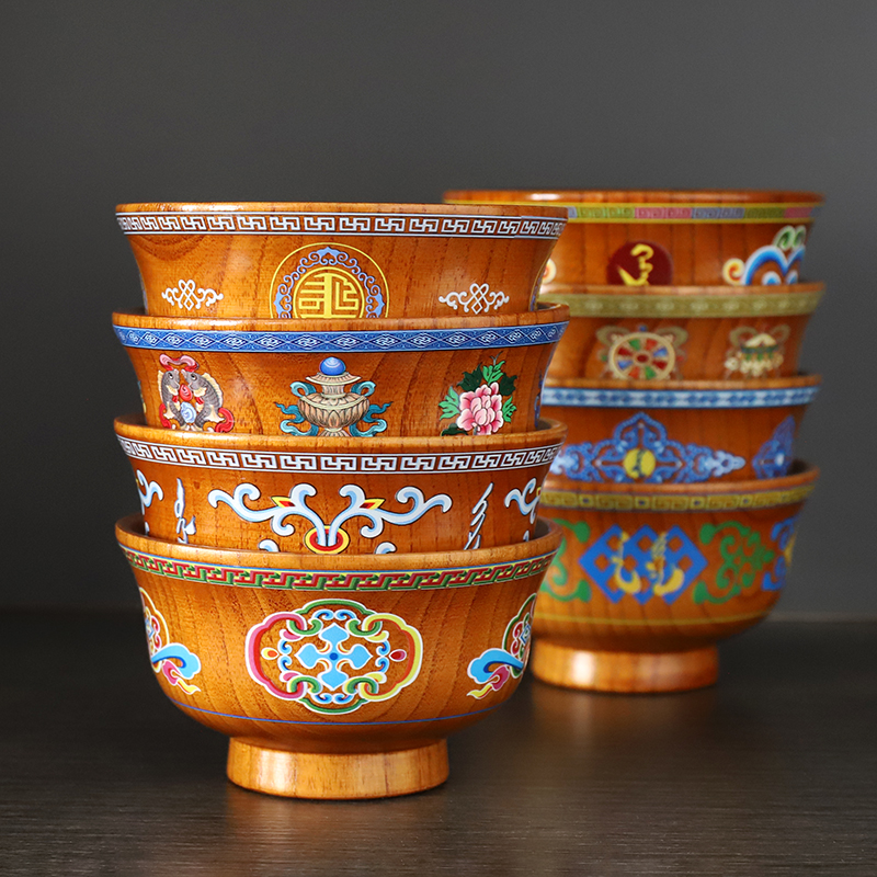 实木民族风木碗大众蒙古族餐具