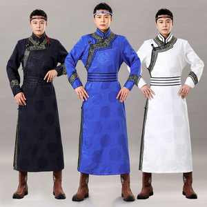 蒙古族服装男士蒙古袍少数民族演出服传统蒙古长袍蒙族新郎服